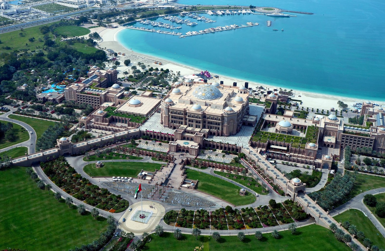 Beachfront grounds of Emirates Palace, Abu Dhabi.